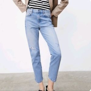 Zara High Rise Waist Straight Cropped Ankle Slim Denim Jean Size 10 NEW NWT